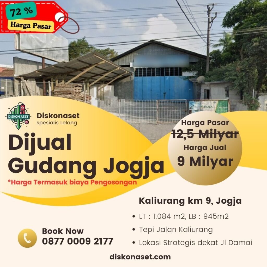 Jual gudang di Jogja Jakal 9 M