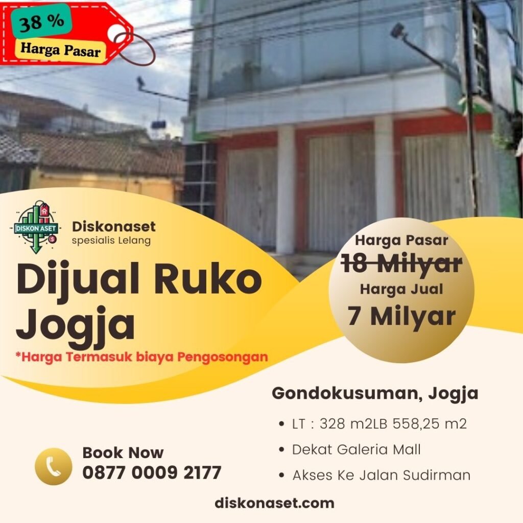 Jual ruko di Jogja Gondokusuman 7 M