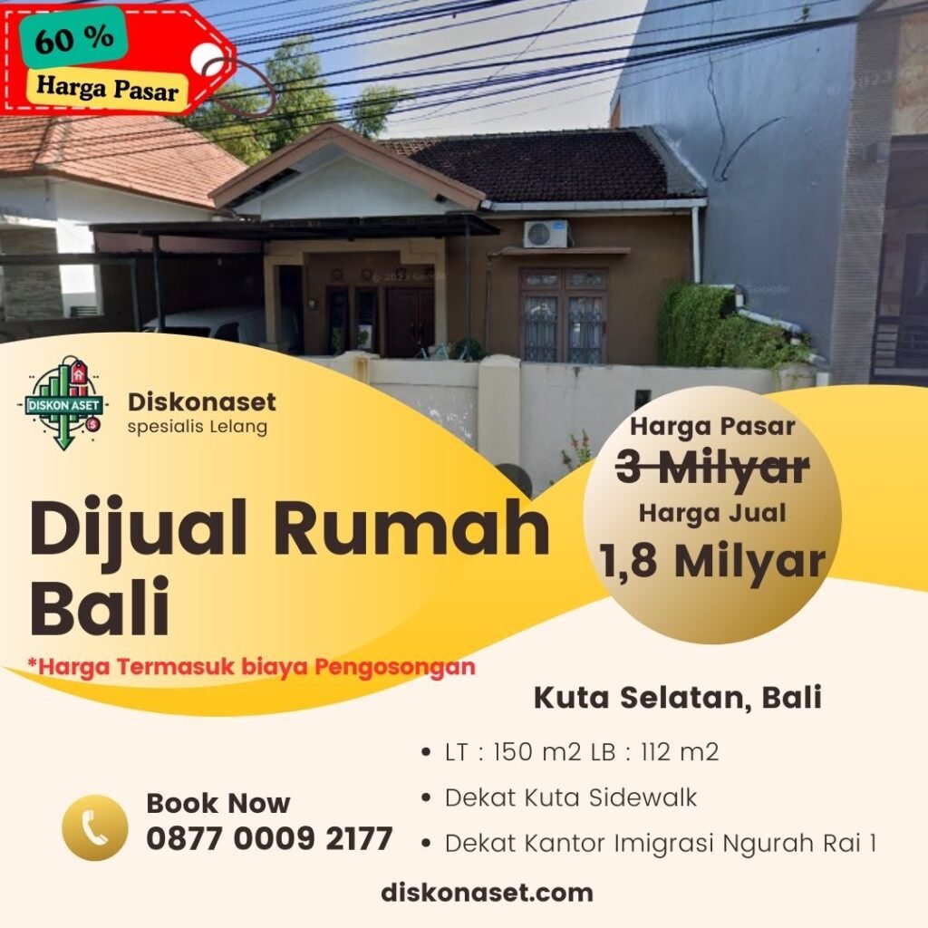 Jual rumah di Bali Kuta 1,8 M