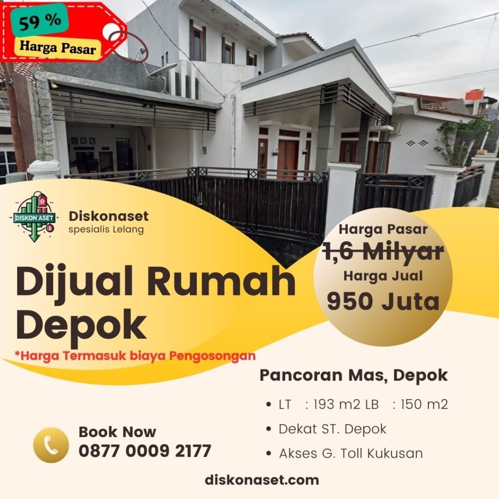 Jual rumah di Depok Pancoran Mas 950 Juta