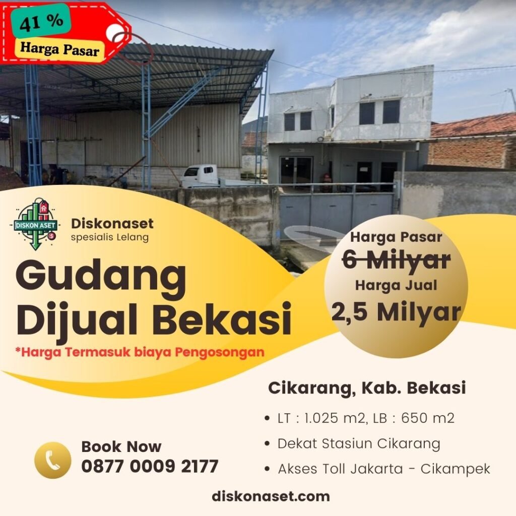 jual Gudang di Bekasi Cikarang 2,5 M