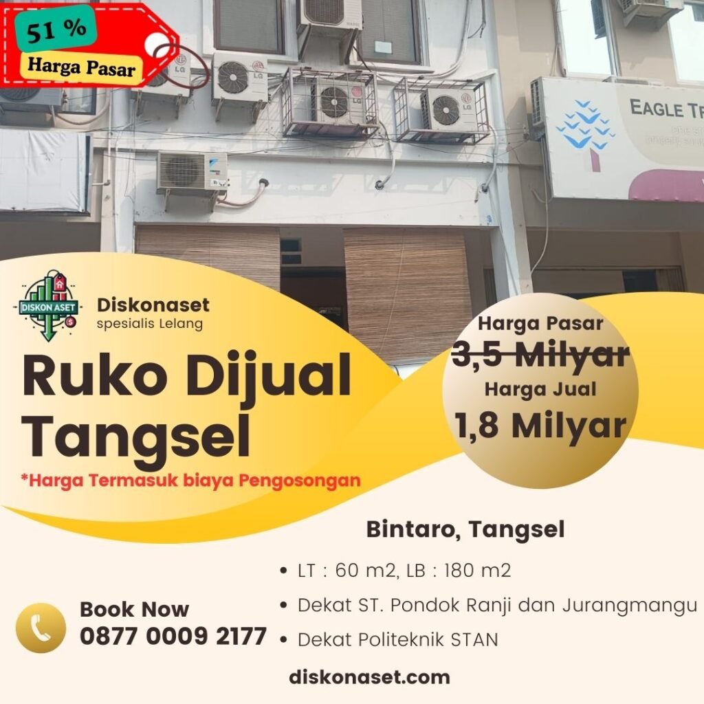 jual Ruko di Tangerang Bintaro 1,8 M