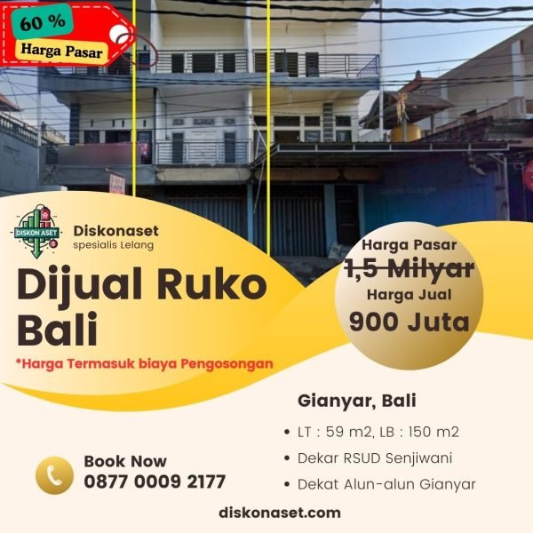 Jual Ruko di Bali Gianyar 900 Juta