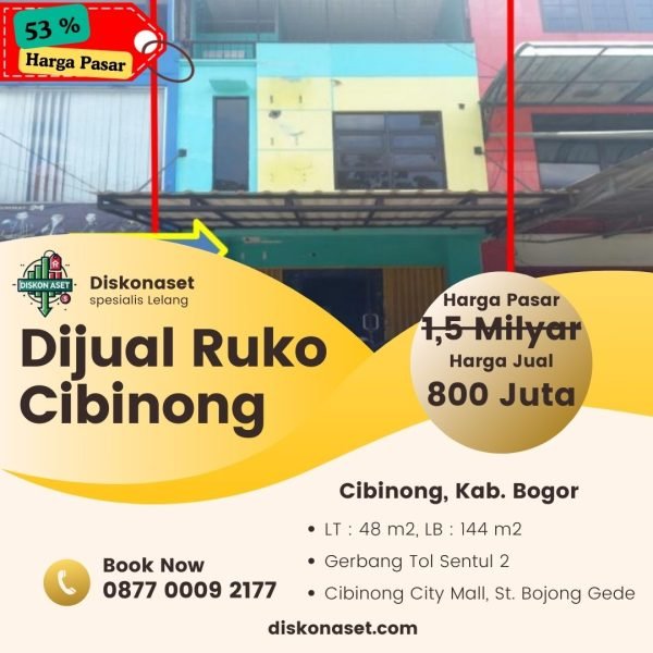 Jual Ruko di Bogor Cibinong 800 Juta