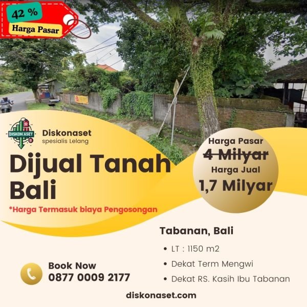 Jual Tanah di Bali Tabanan 1,7 M