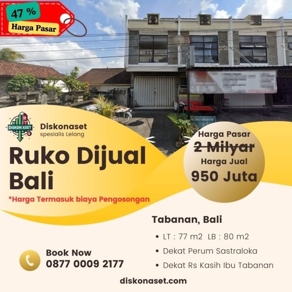 Jual ruko di Bali Tabanan 950 Juta
