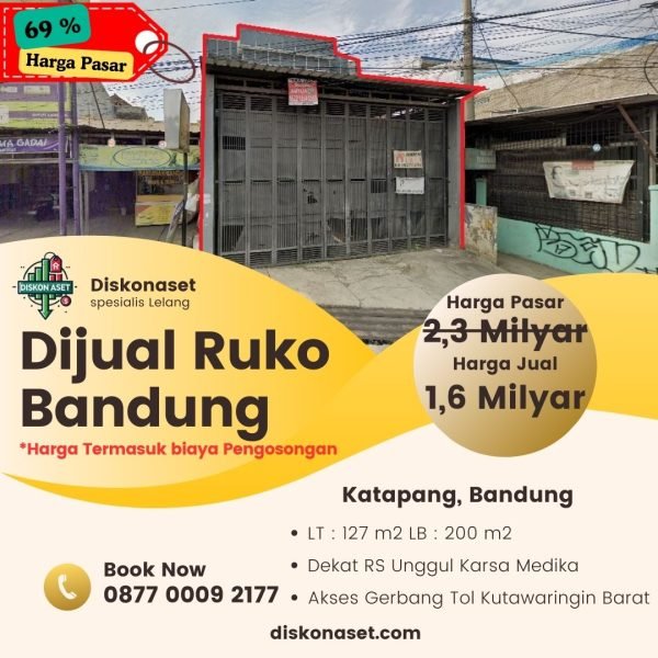 Jual ruko di Bandung ketapang 1,6 M