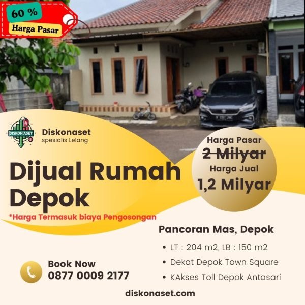 Jual rumah di Depok Pancoran Mas 1,2 M