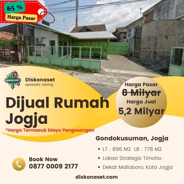 Jual rumah di Jogja Gondokusuman 5,2 M