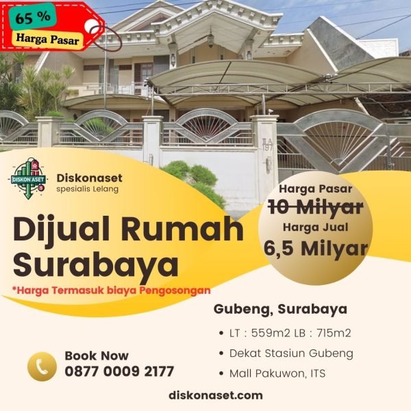 Jual rumah di Surabaya Gubeng 6,5 M