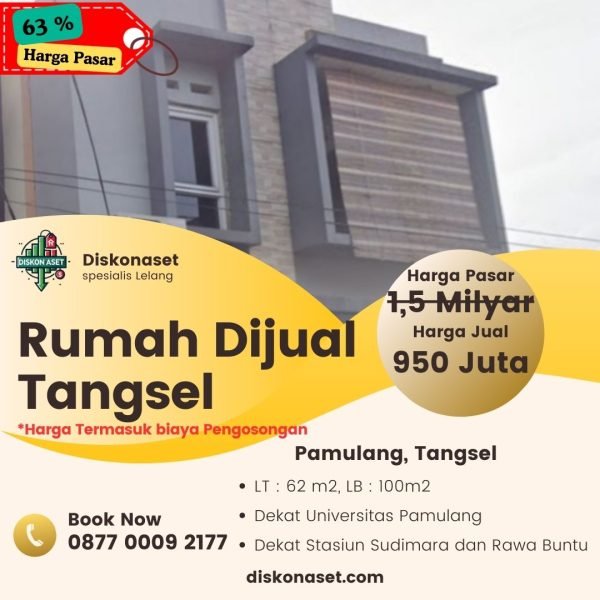 Jual rumah di Tangerang pamulang 950 Juta